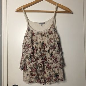 Floral Flower Print Ruffle Coquette Tank Top Shirt